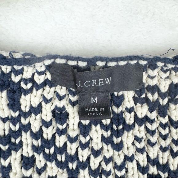 J. Crew Relaxed Wideneck Boxy Thick Textured Knit Sweater Navy M Preppy Minimal - Picture 8 of 14